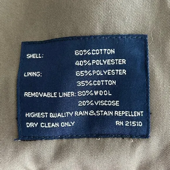 Vintage Perusal double Breasted Trench Coat zip Out wool Liner outdoor prep 44S - Picture 13 of 14